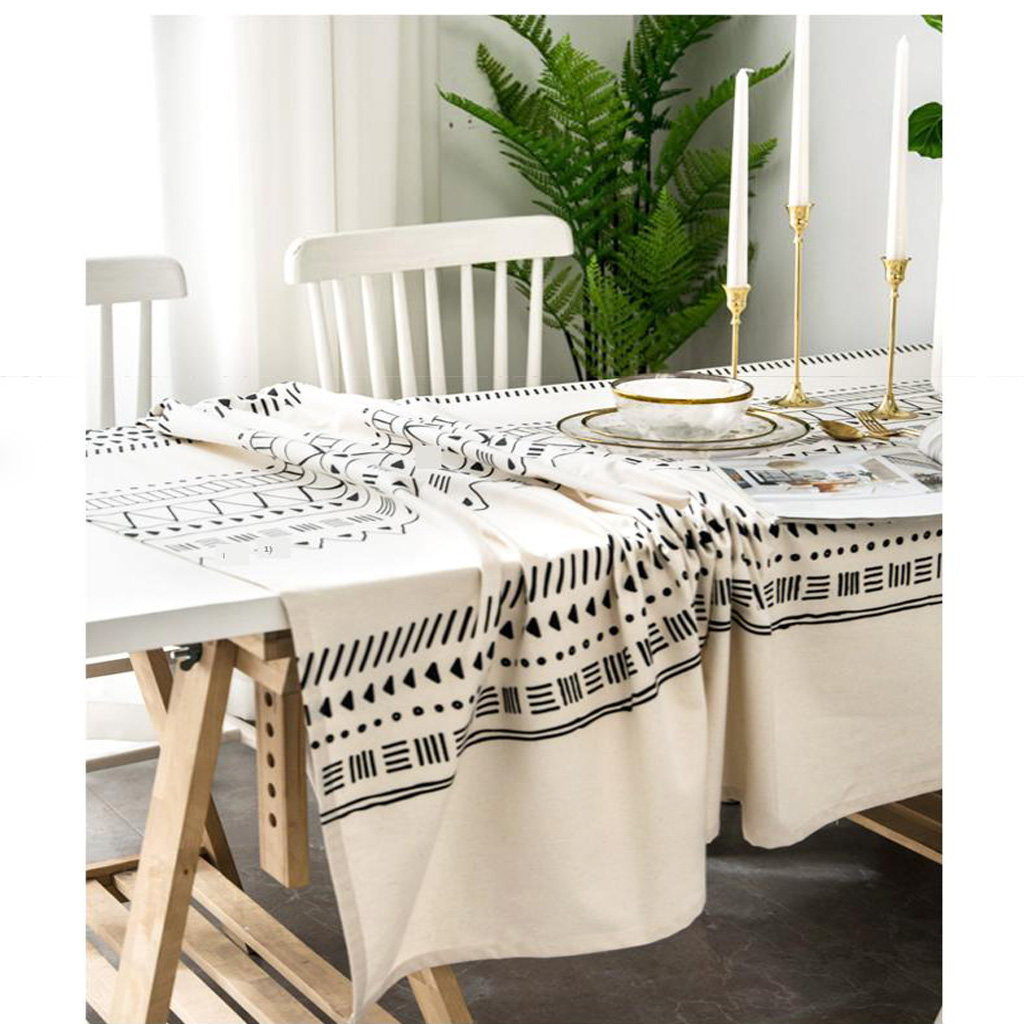 Rustic Linen Tablecloth Rectangular Dining Room Tabletop Cover 140x180cm