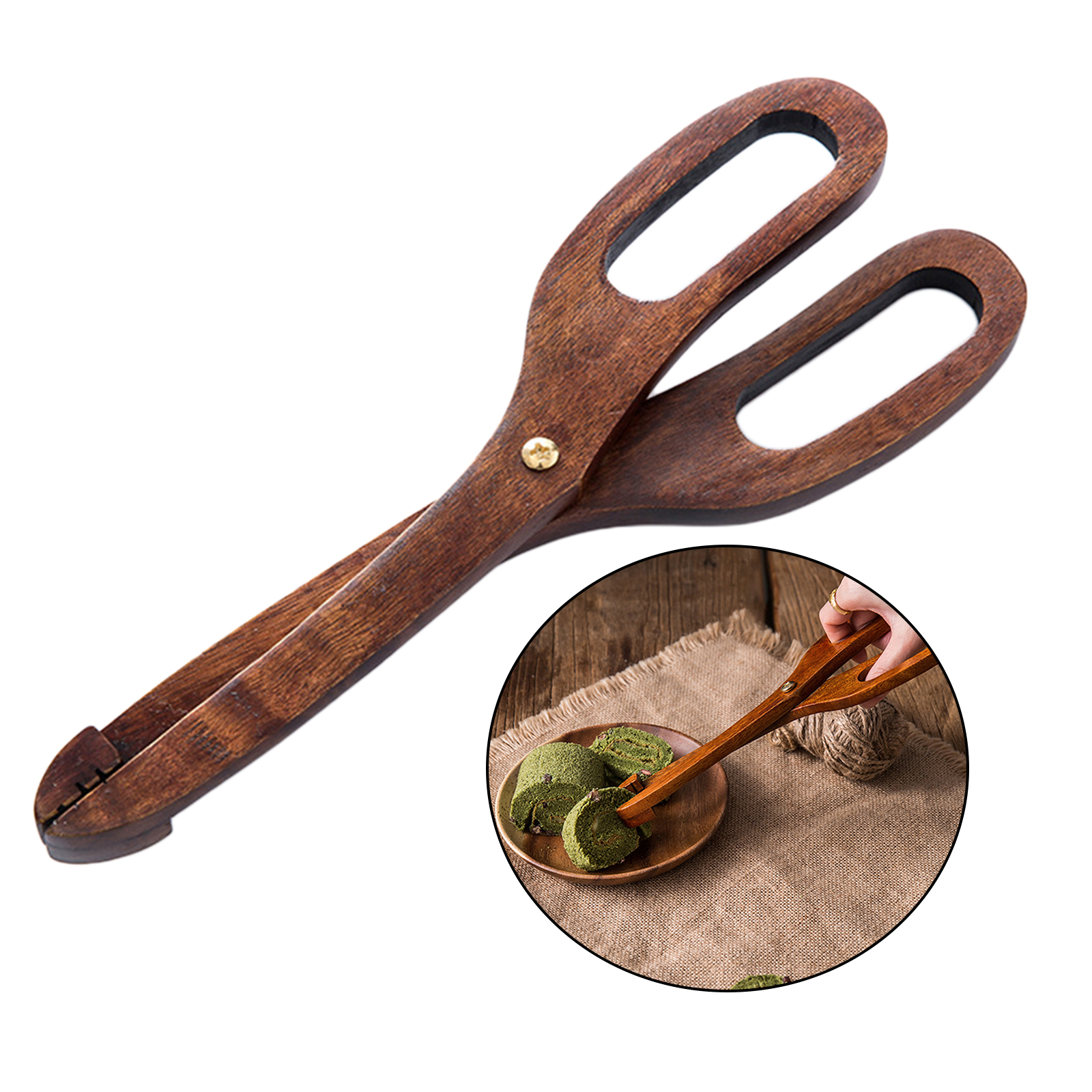 Wooden Baking Tong BBQ Food Serving Tong Toast Tong Scissors Tongs