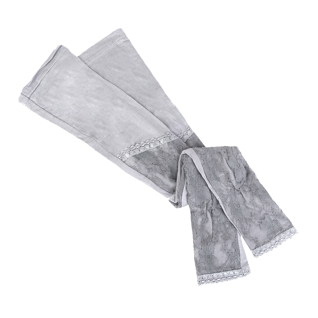 Grey Long lace UV Protection Sun Bridal Golf Driving Gloves Arm Sleeves