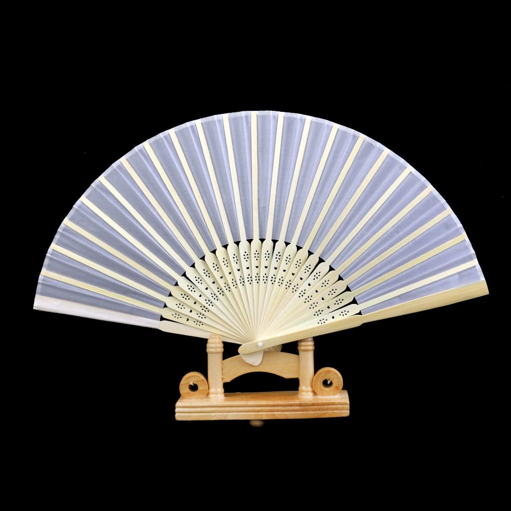 Chinese Folding Bamboo Fan Retro Hand Fan Wedding Favors Gift - White