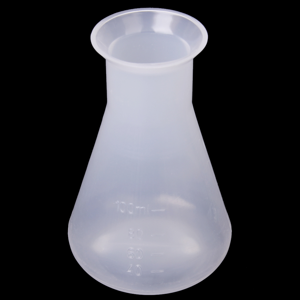 Plastic Transparent Laboratory Chemical Conical Flask Container Bottle --100ml