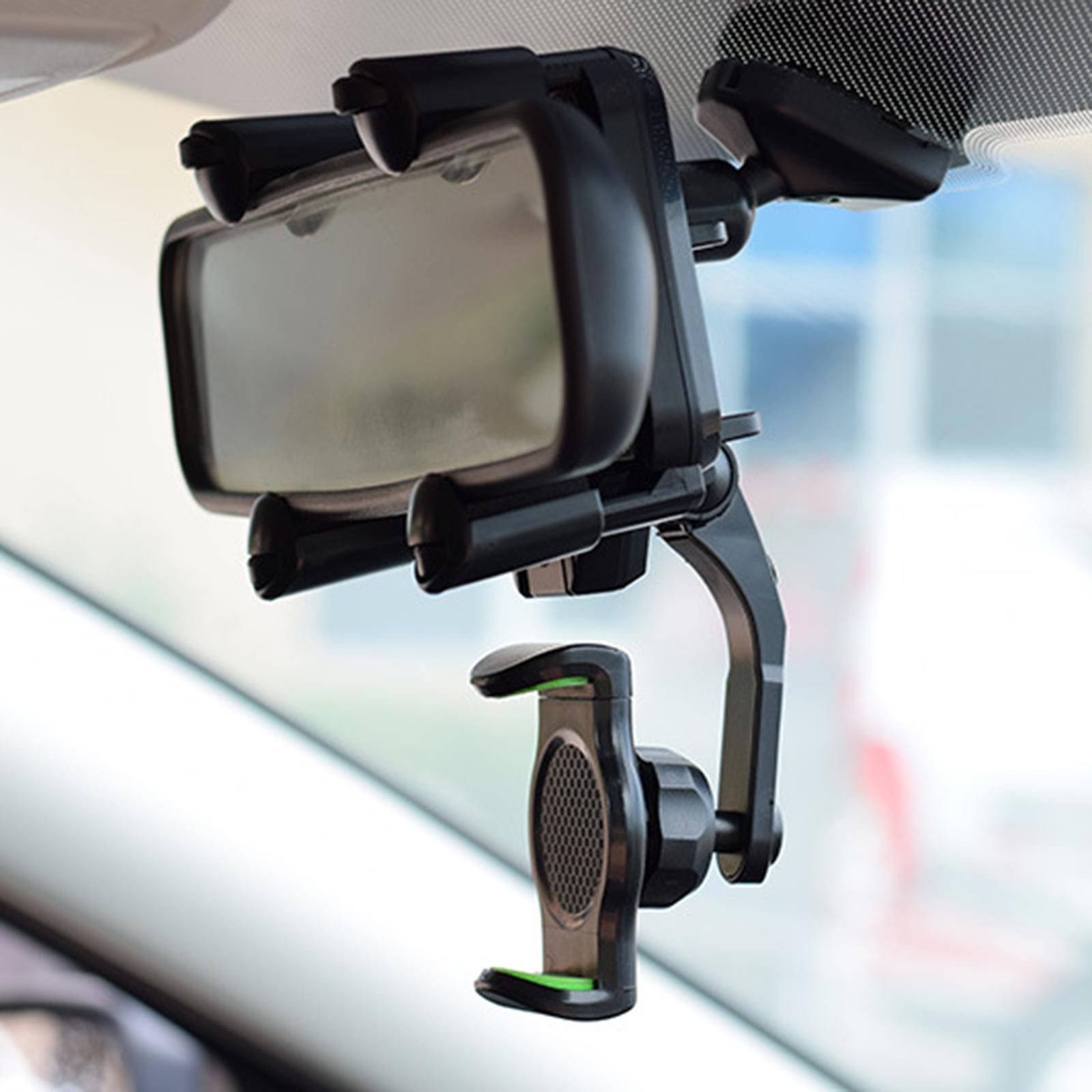 Rearview Mirror Phone Holder for Car Universal Stand for Smartphone Black 