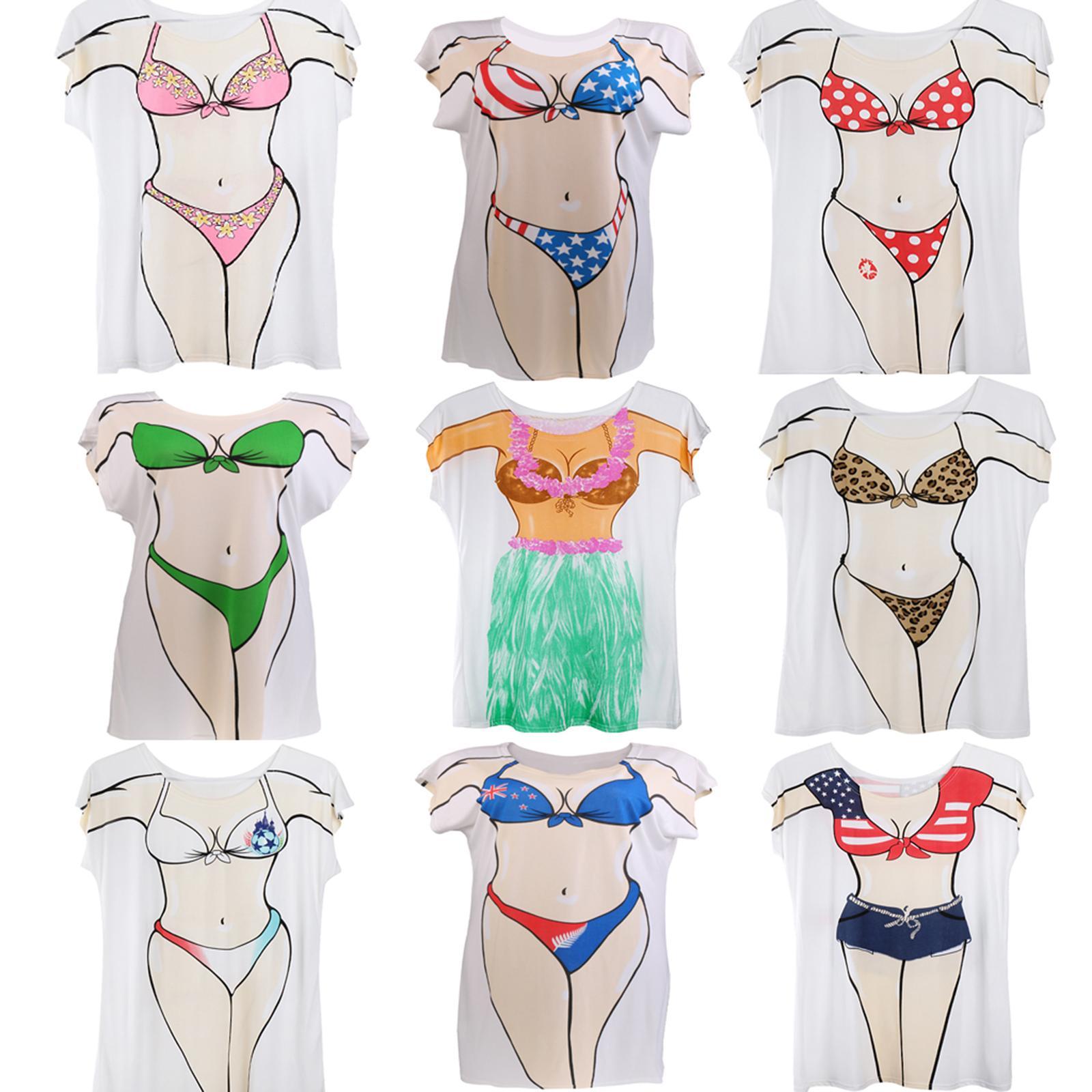 Novelty Women Bikini Swimsuit T Shirt Pajamas Holiday Beach Pool Party Cover Up Ebay