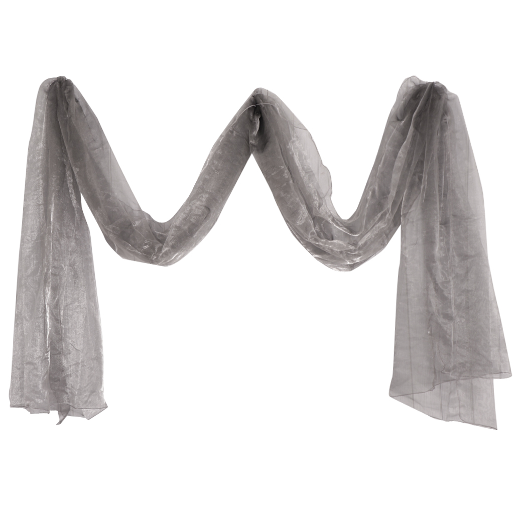 Sheer Organza Fabric Bowknot Tulle Party Wedding Table Runner silver