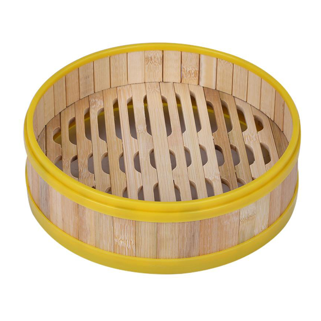 Plastic Edge Bamboo Dumplings Buns Steamer Basket Lid Mat 16.5cm Steamer