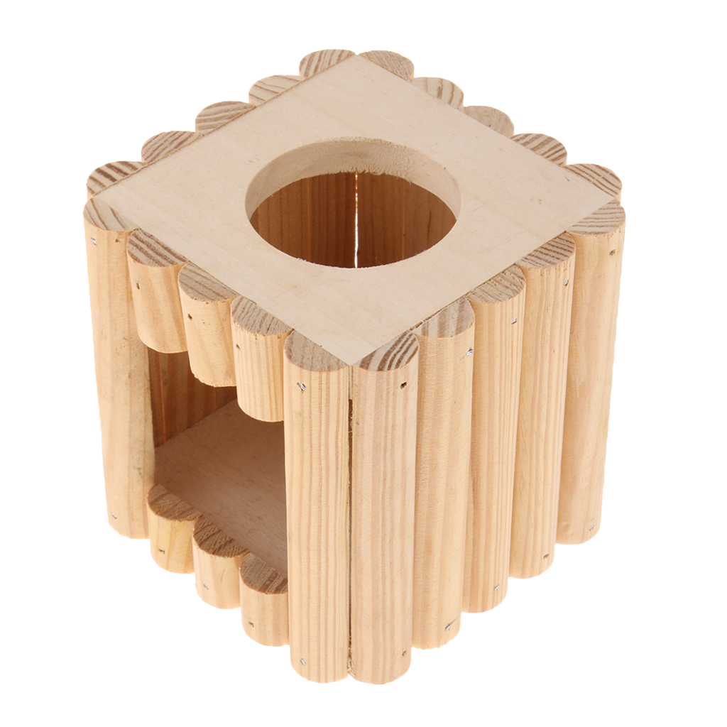 Pet Wooden Hamster House Toy Small Animal Chinchillas Chalet Hideout Cage