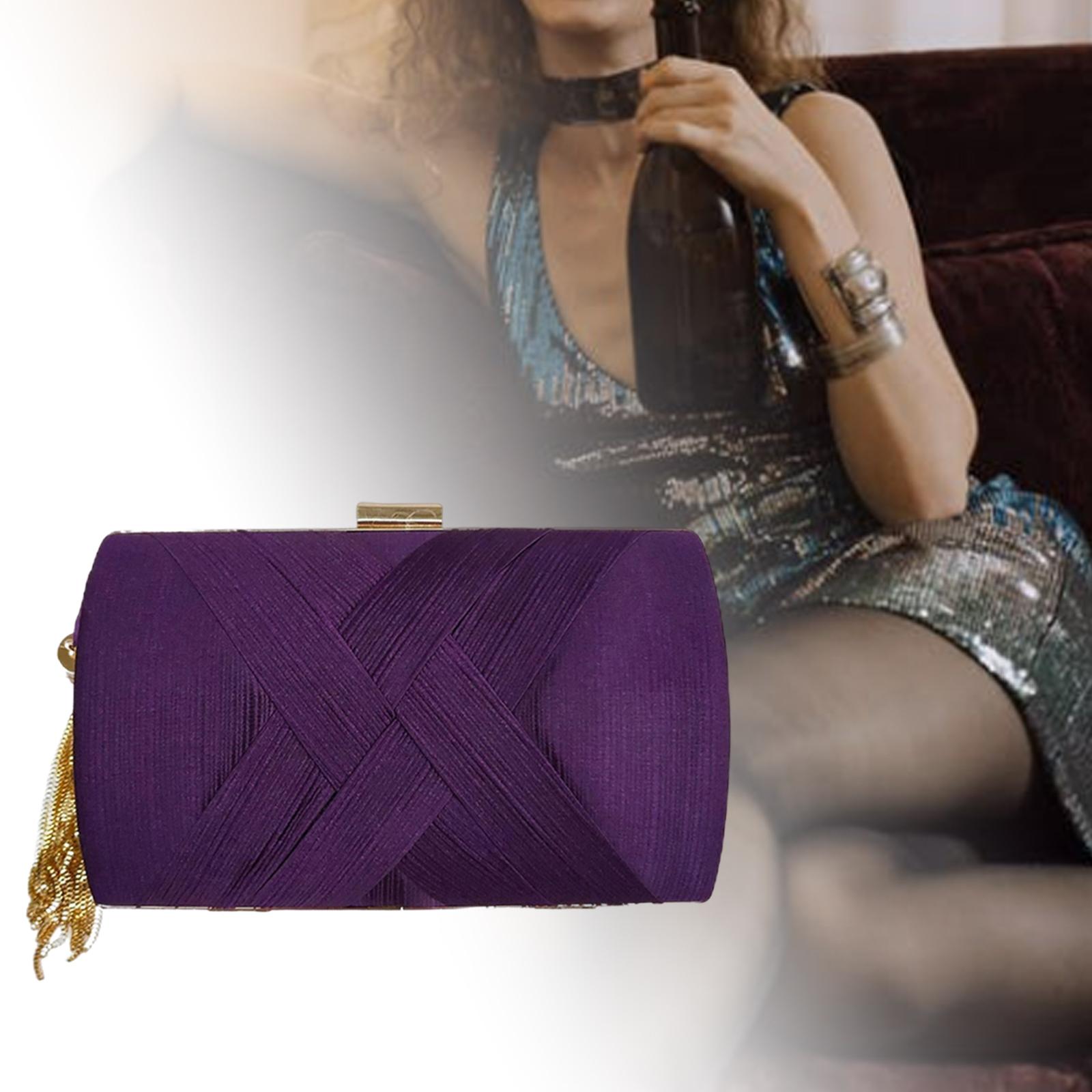Luxury Evening Clutch Bag Tassel Handbag Clutch Purses Shoulder Bag Women Purple