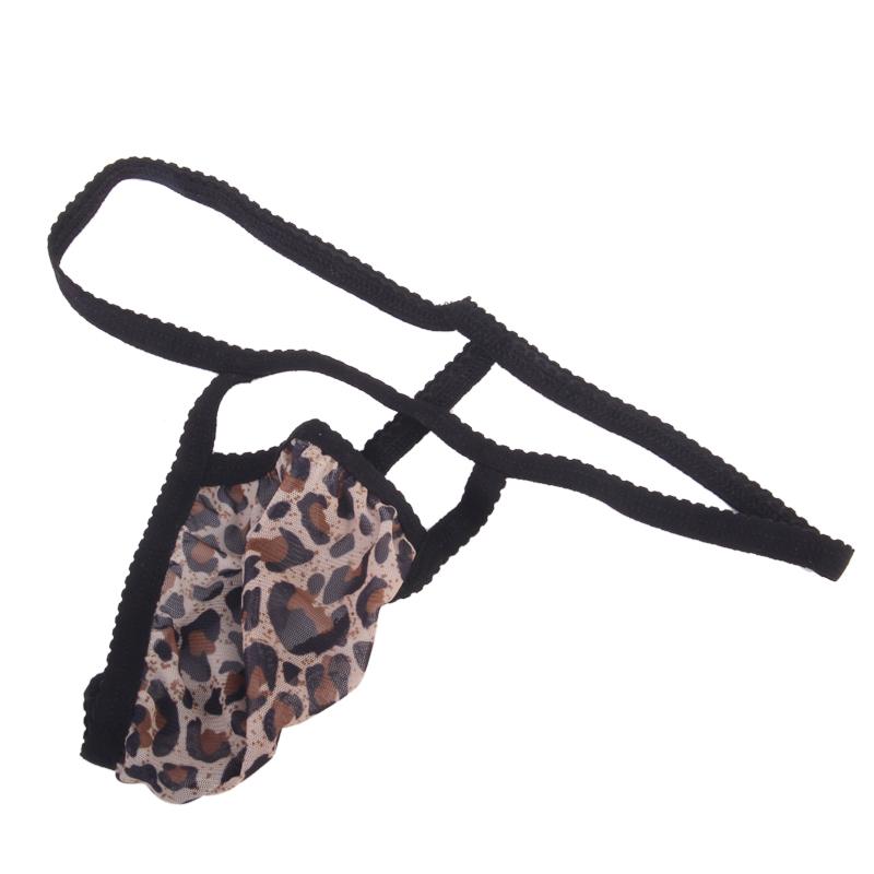 Sexy Men G-string Mesh Pouch Thong Posing Strap Underwear Black + Leopard