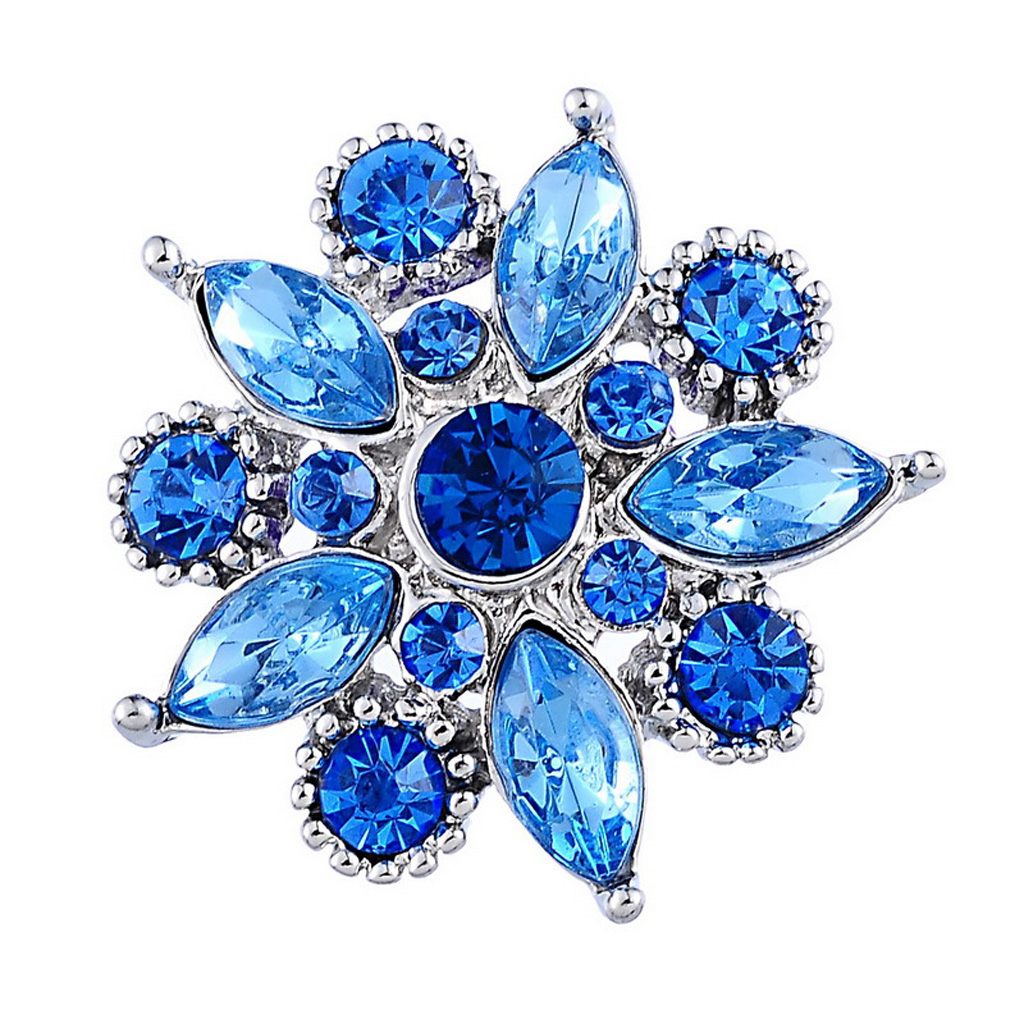 Blue Rhinestone Flower Pendant For Noosa Necklace Jewelry Finding DIY