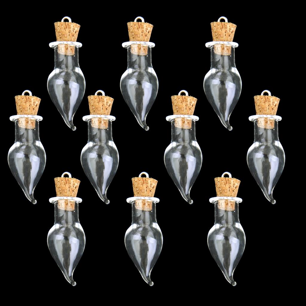  10pcs Glass Cork Bottle Jars Vials Wishing Bottles DIY Pendant -chili shape