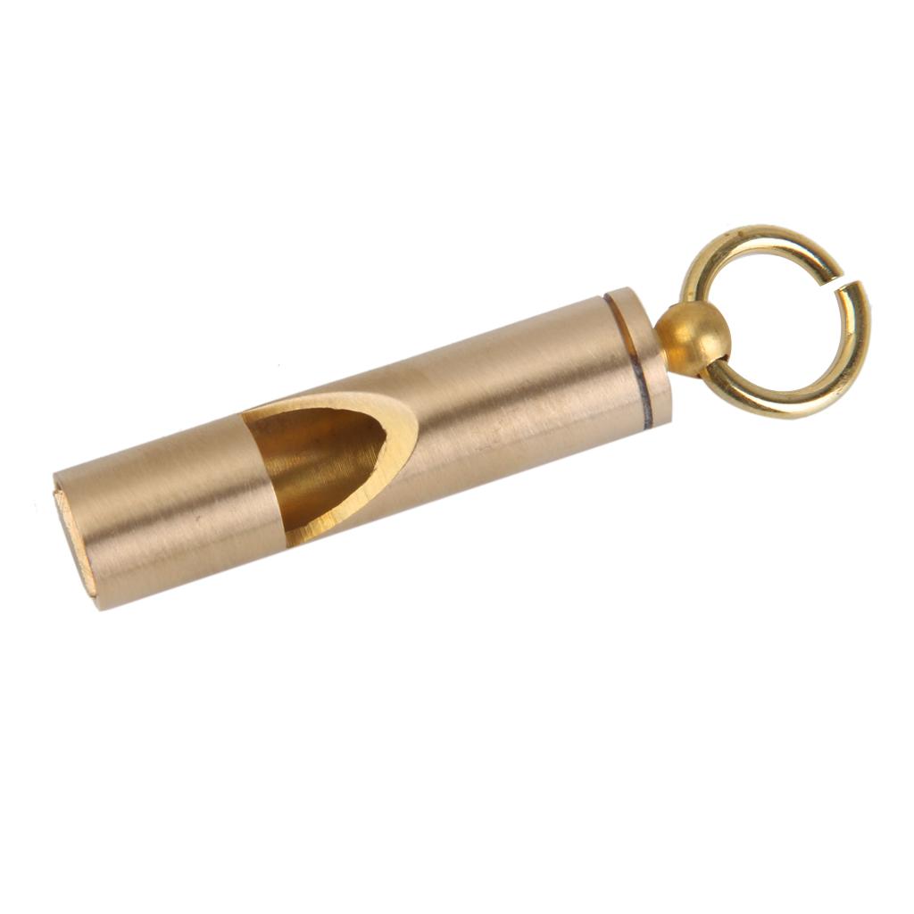 Outdoor Vintage Survival Brass EDC Key Chain Pendant Whistle First Aid Tool