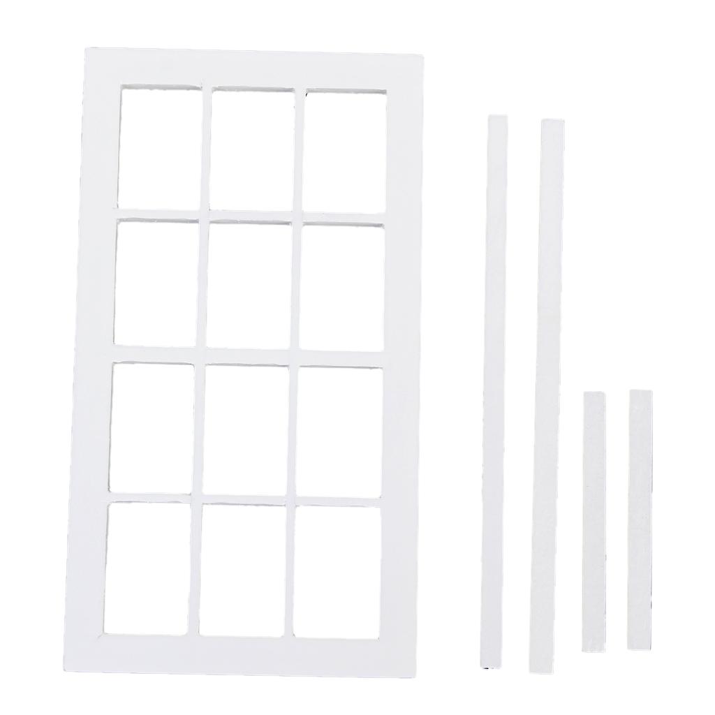 4x1:12 Scale Dolls House Miniature Wooden 12 pane Window Frame White