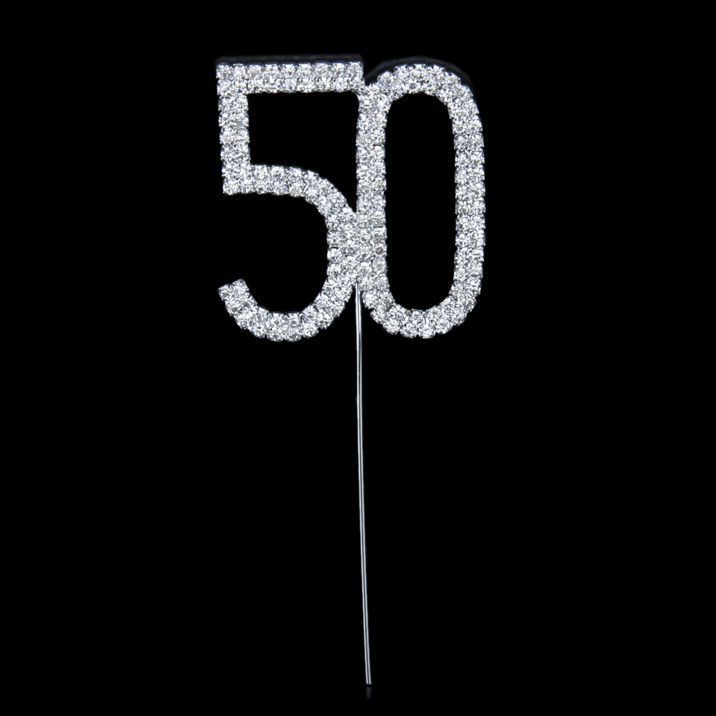 Crystal Rhinestone 50th Anniversary Birthday Party Cake Topper