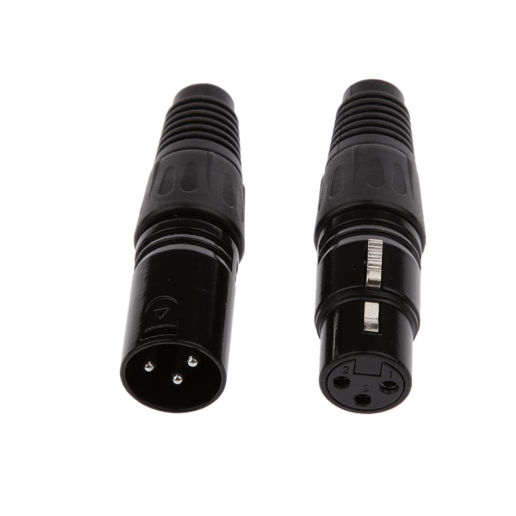  Pair XLR 3 Pin Male High Quality Microphone Cable Plug End Connectors