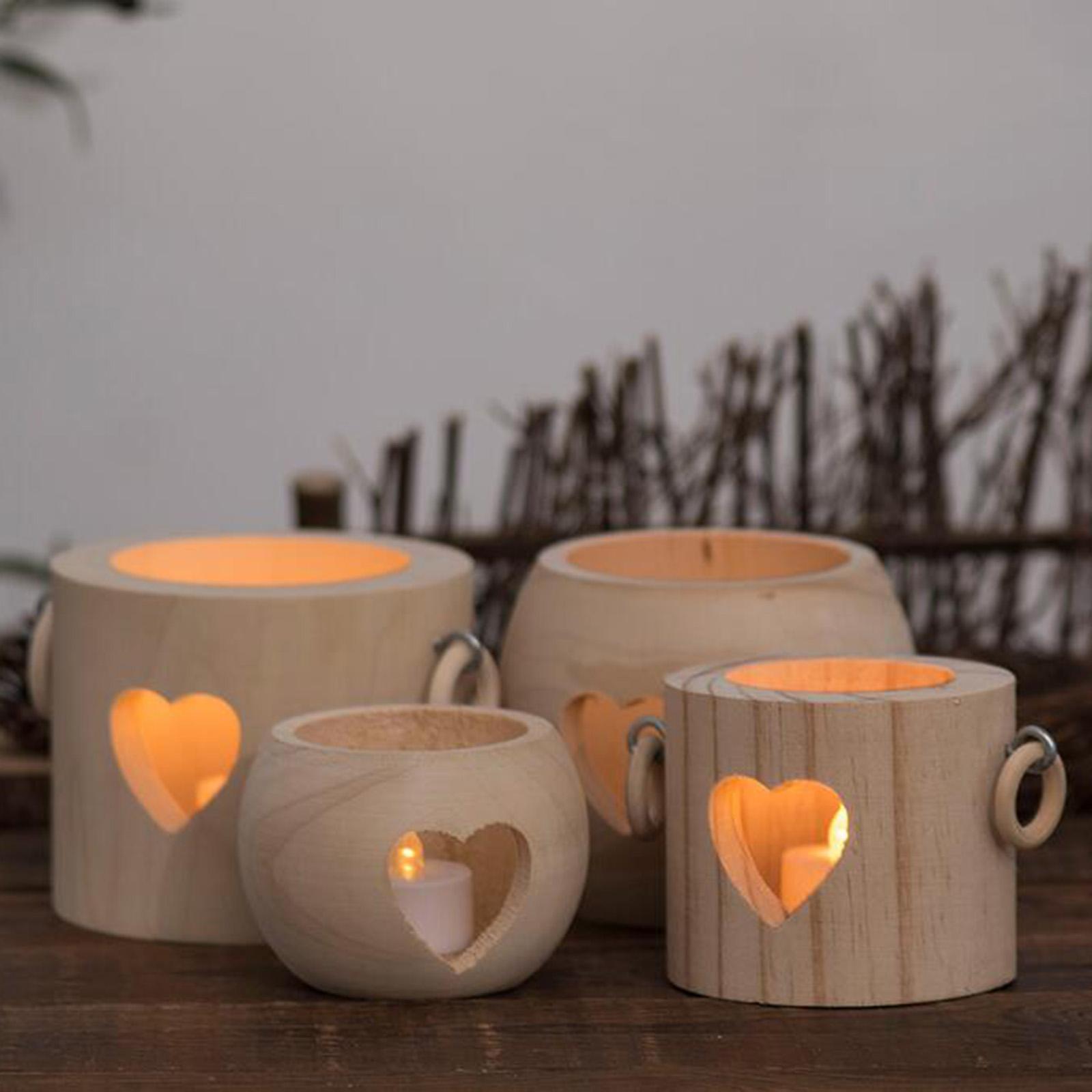 Wooden Candlestick Candelabra Home Party Taper Candles Tealight Candleholder Style A