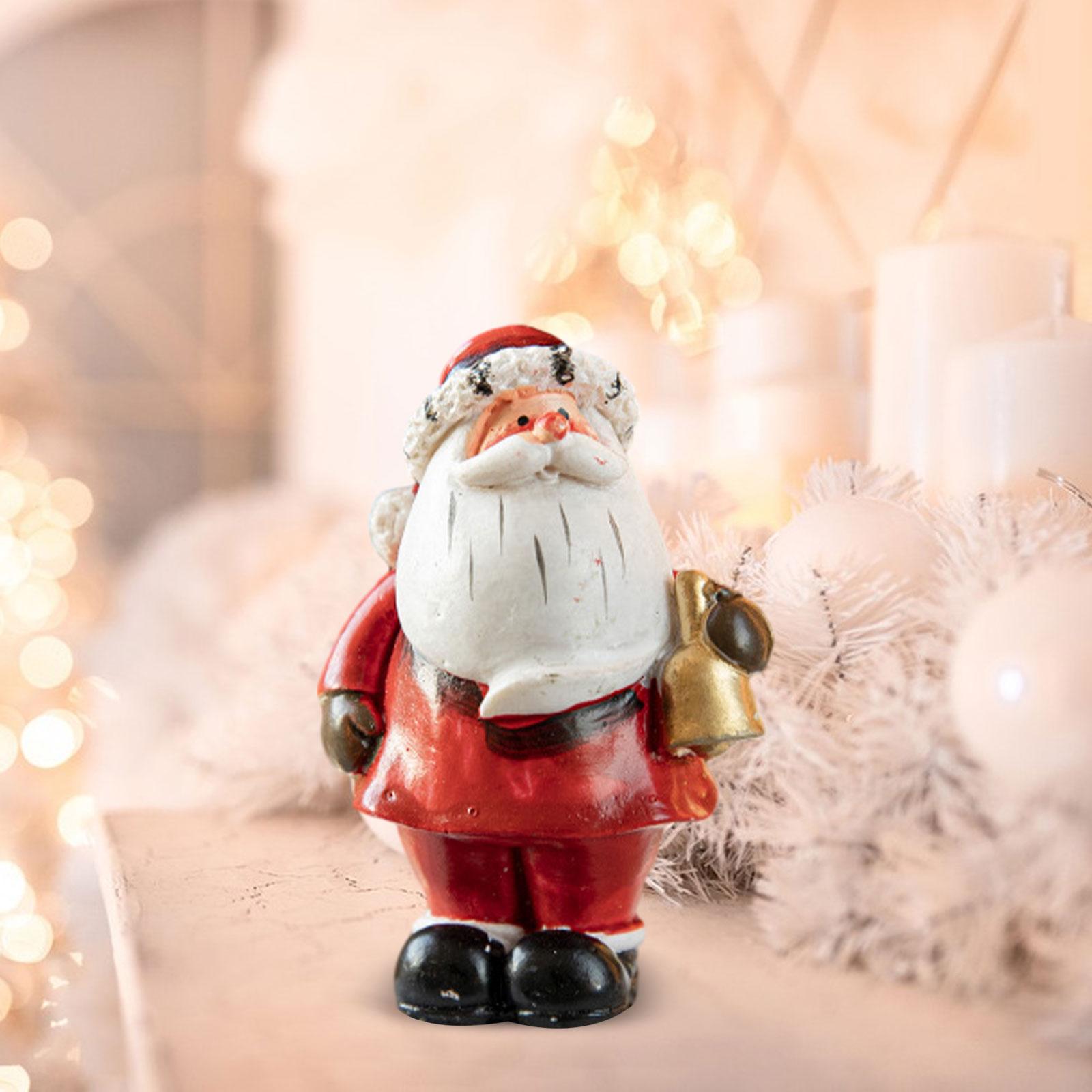 Christmas Santa Claus Ornaments 2023 Fireplace Holiday Resin Statue Figurine With Bell