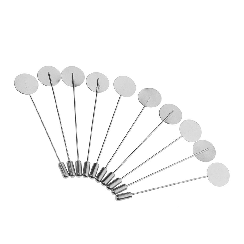 10Pcs Men's Suit Silver Lapel Pin Base Stick Glue on Flower DIY