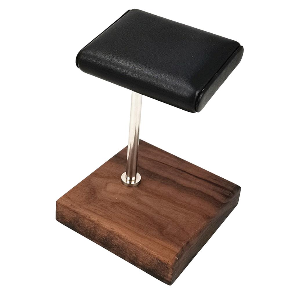 Marble & PU Watch Holder Stand for Display Walnut Base + Silver Stand