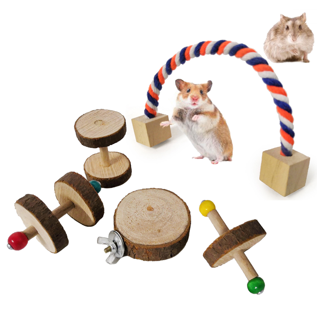 5pcs/pack Wooden Small Animals Hamster Exercise Toys Pets Accessories