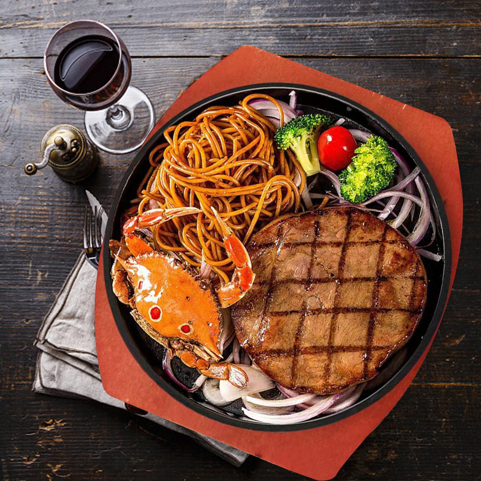 Cast Iron Steak Plate Sizzling for Household Restaurant Serving Kitchen 23cm