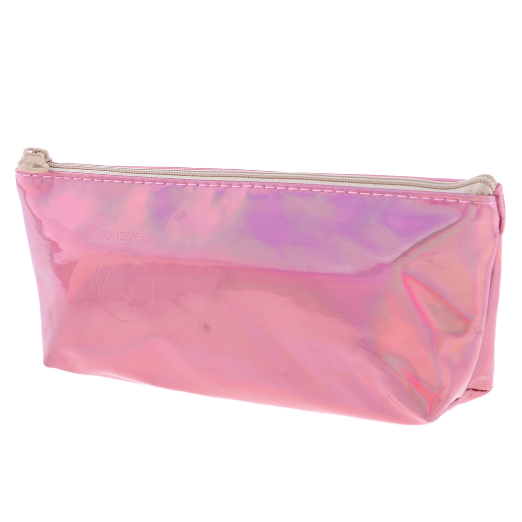 Soft Zipper Pouch Pencil Pen Case Holder Cosmetic Makeup Bag Purse Pink