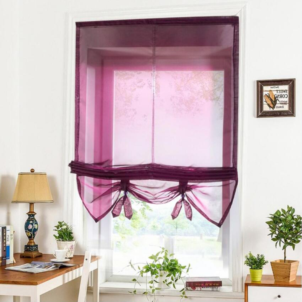 Einfarbige römische Vorhänge Sheer Voile Fenster Schatten