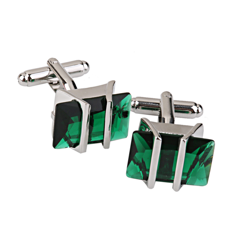 Copper Green Crystal Cufflinks Cuff Links Jewelry Birthday Favor Gift 1Pair