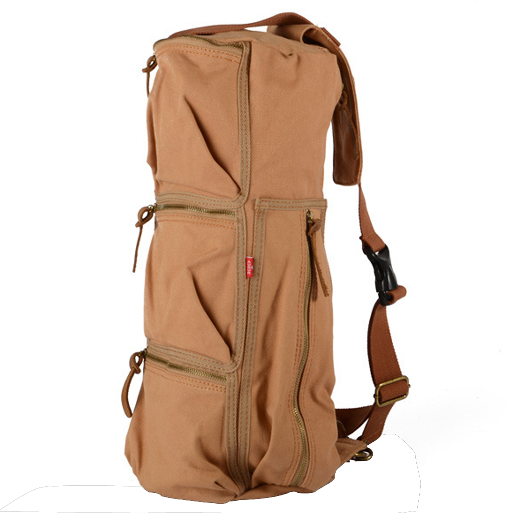 Large Vintage Men's Canvas Camping Travel Luggage Hiking Backpack Bag Khaki