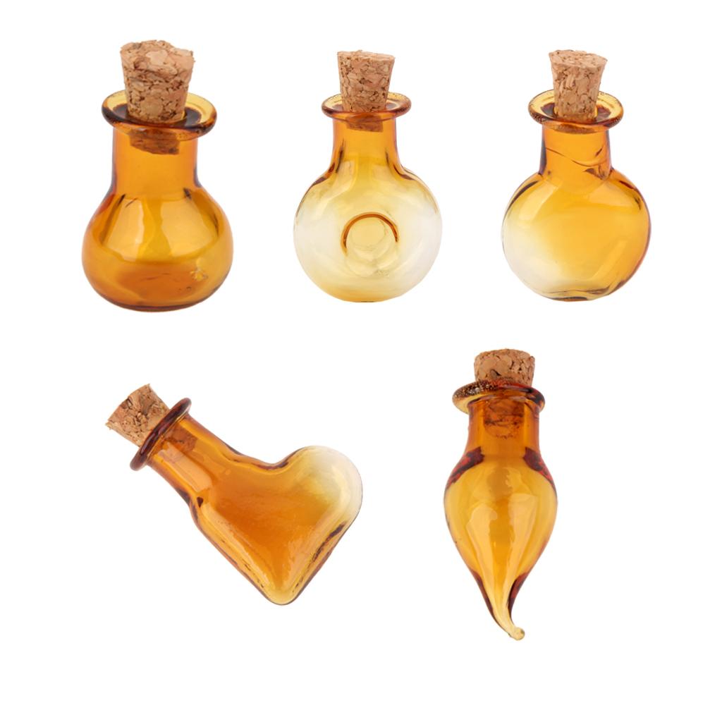 10 Cork Bottles Round Flat Vial Wishing Glass Bottle DIY Pendants Coffee