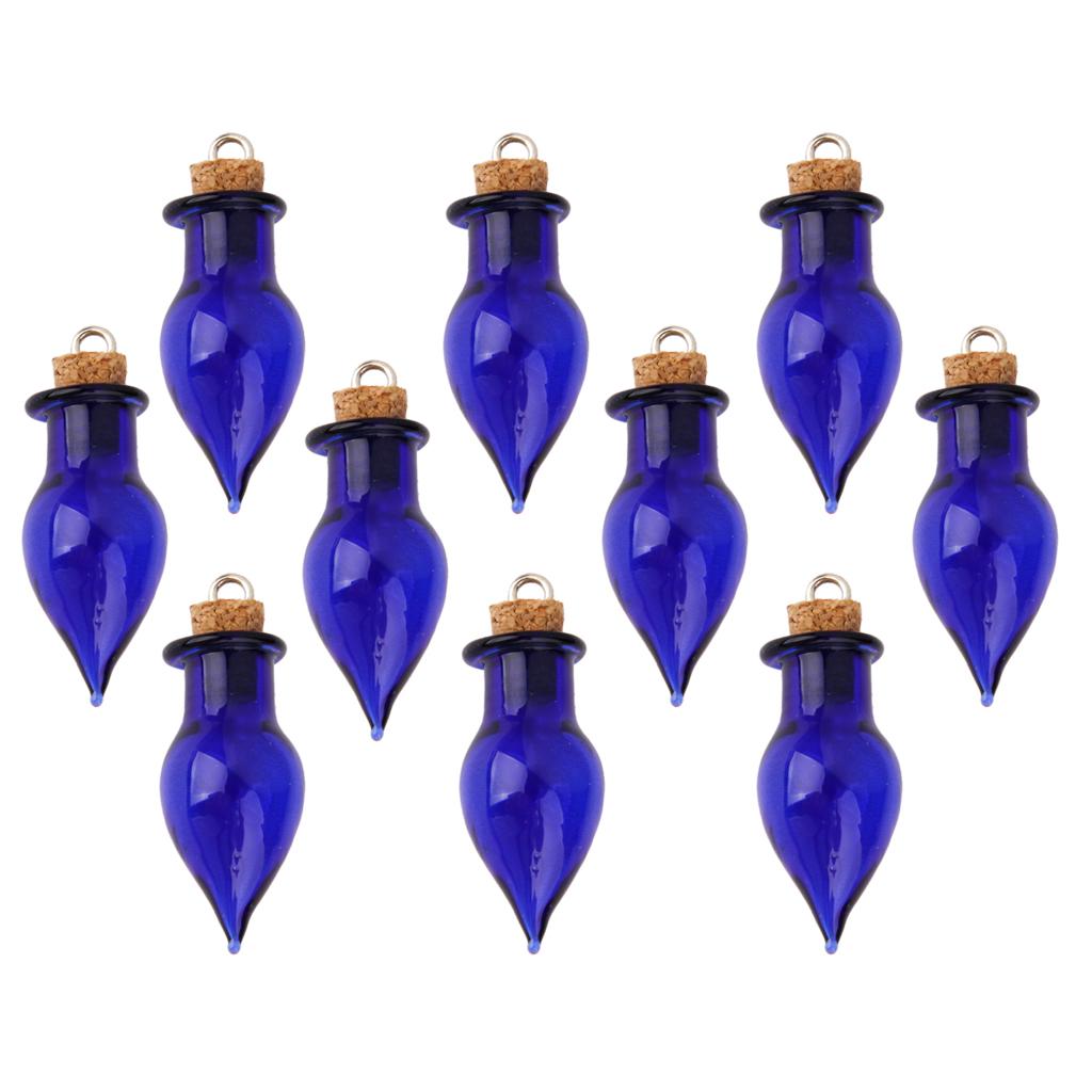 10pcs Glass Cork Bottles Vial Wishing Bottle DIY Pendant Charm - Waterdrop