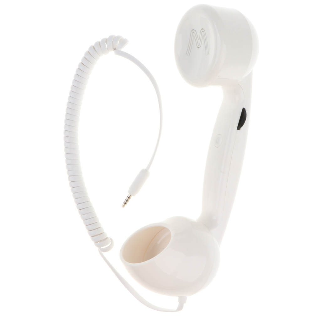 Retro Telephone Handset 3.5mm Cell Phone Receiver for Iphone, Cell Phones White