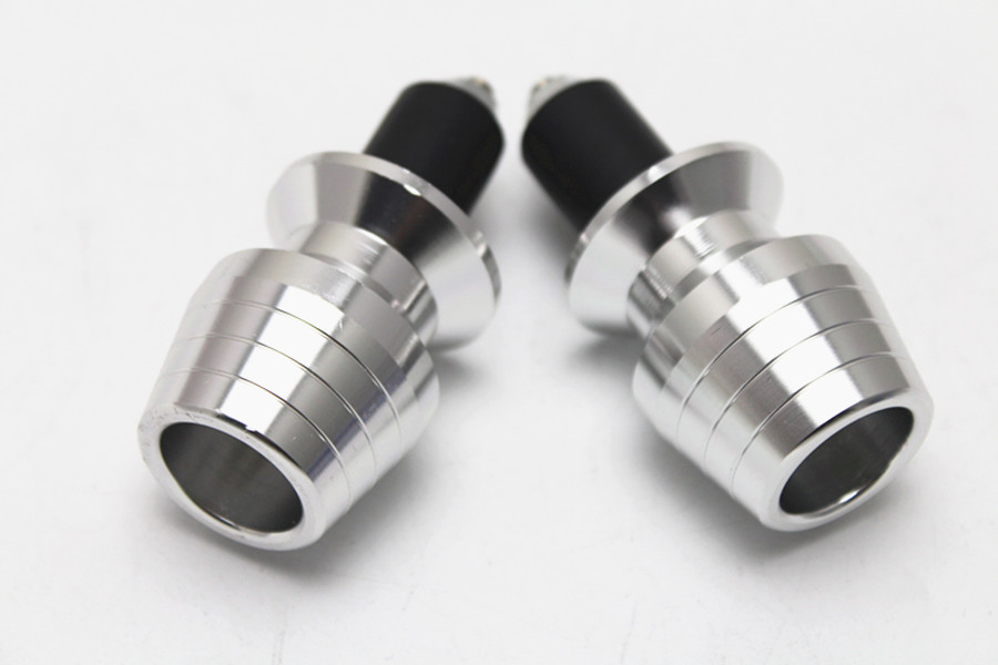 Motorcycle Aluminum Handle Bar Ends Grips Plugs Vibration Reducing Silver