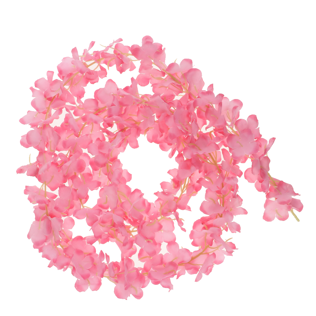 Artificial Flower Strings Fake Wisteria Vine Silk Hanging Garland Pink