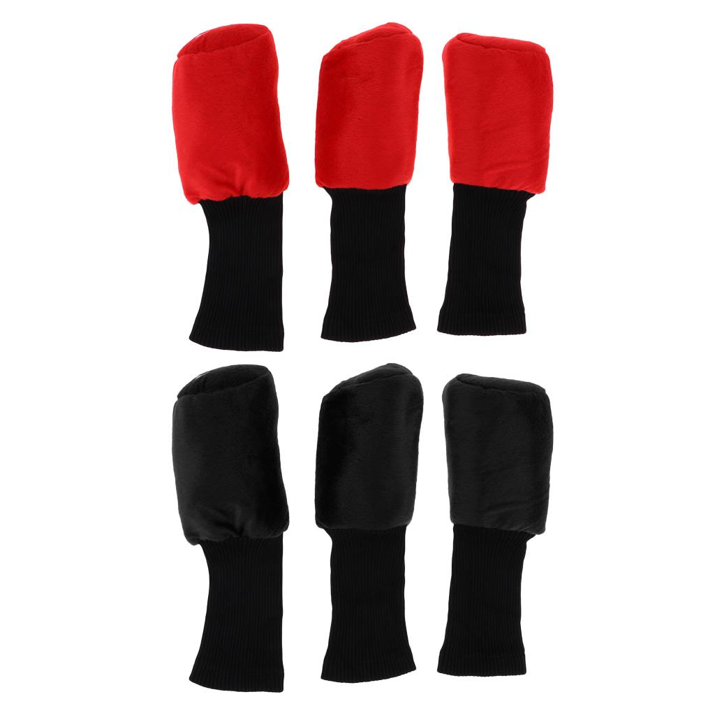 3pcs Long Neck Golf Club Head Cover Wood Headcover & Ball Stamper Red