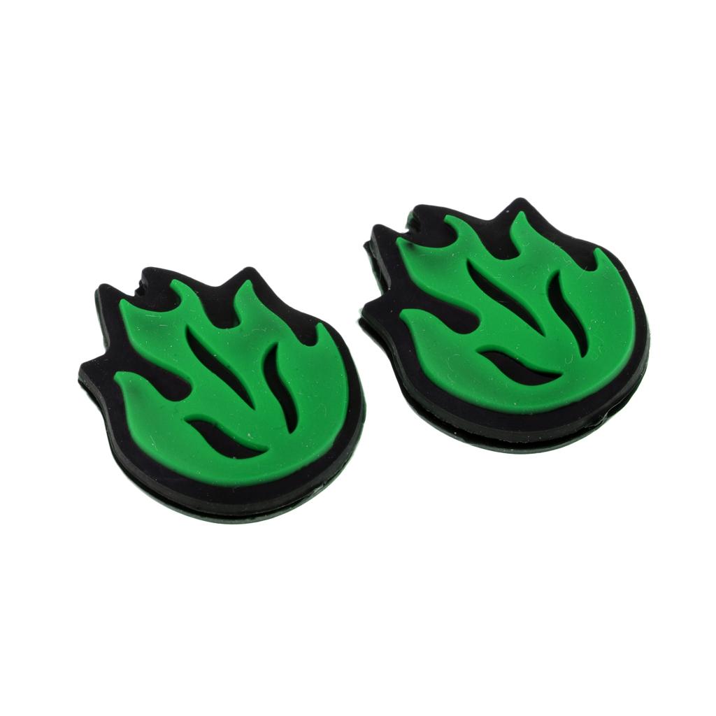 2 Piece Silicone Flame Tennis Racket Shock Absorber Shockproof Damper Green