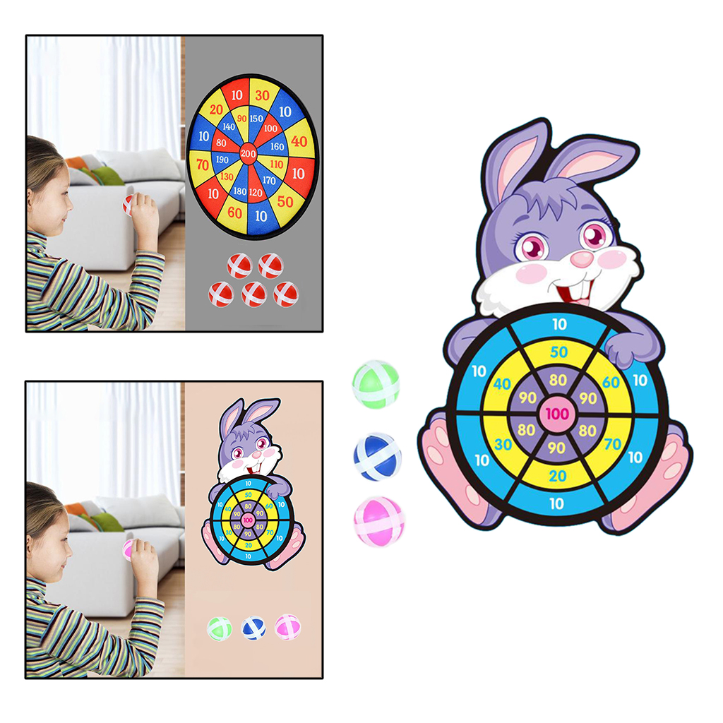 Kids Dart Board Game Set with Sticky Balls & Hook Safe Rabbit