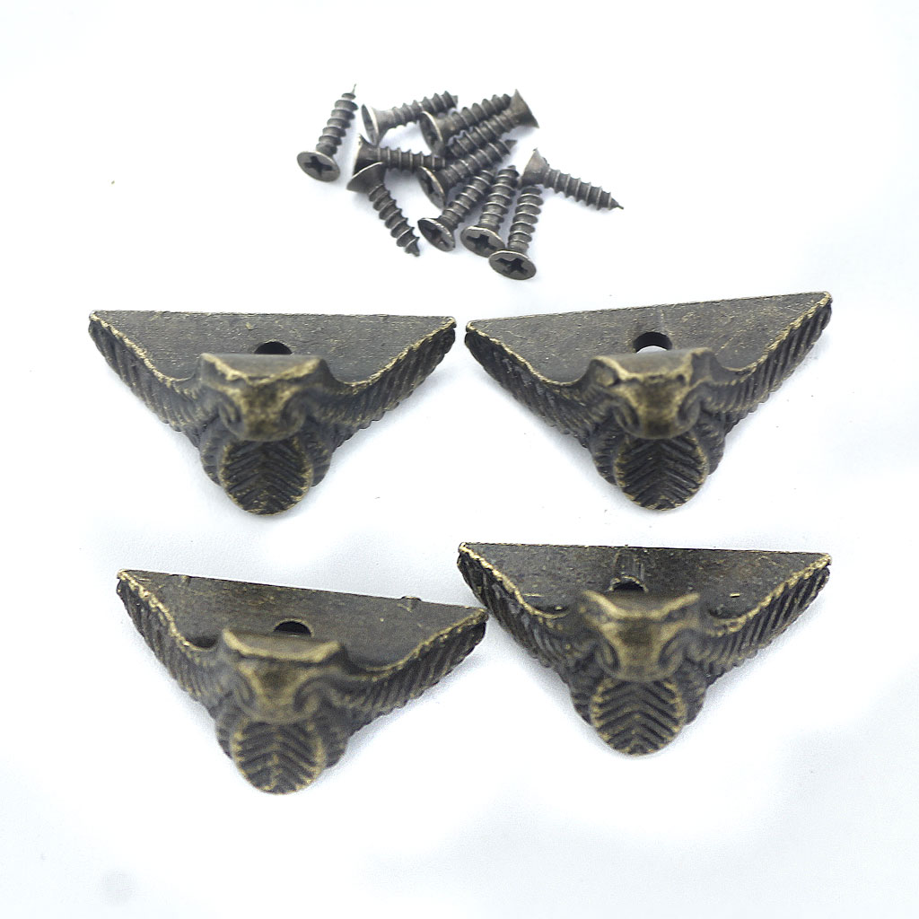 4Pcs Antique Alloy Case Corners Ornate Aged Bronze