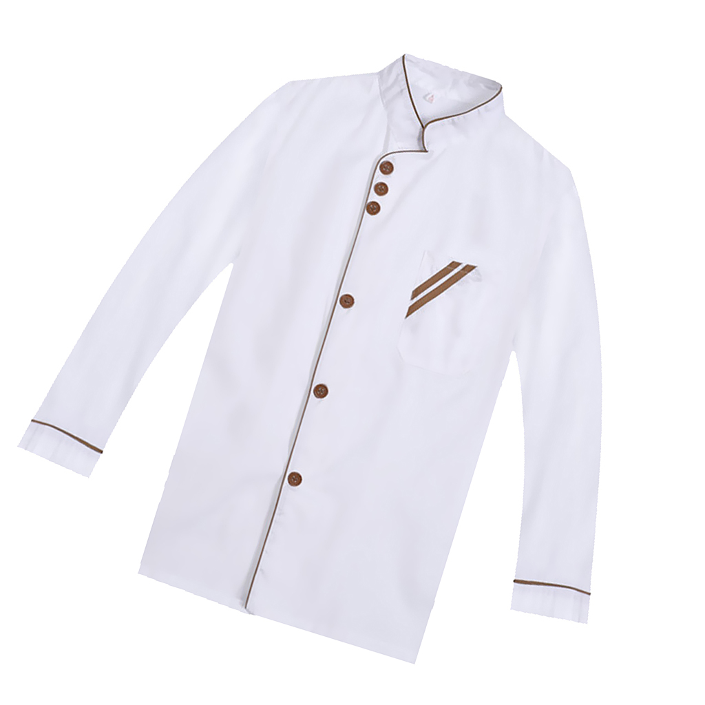 Chefs Clothing Jacket Catering Uniforms Unisex Long Sleeves Six Sizes White 