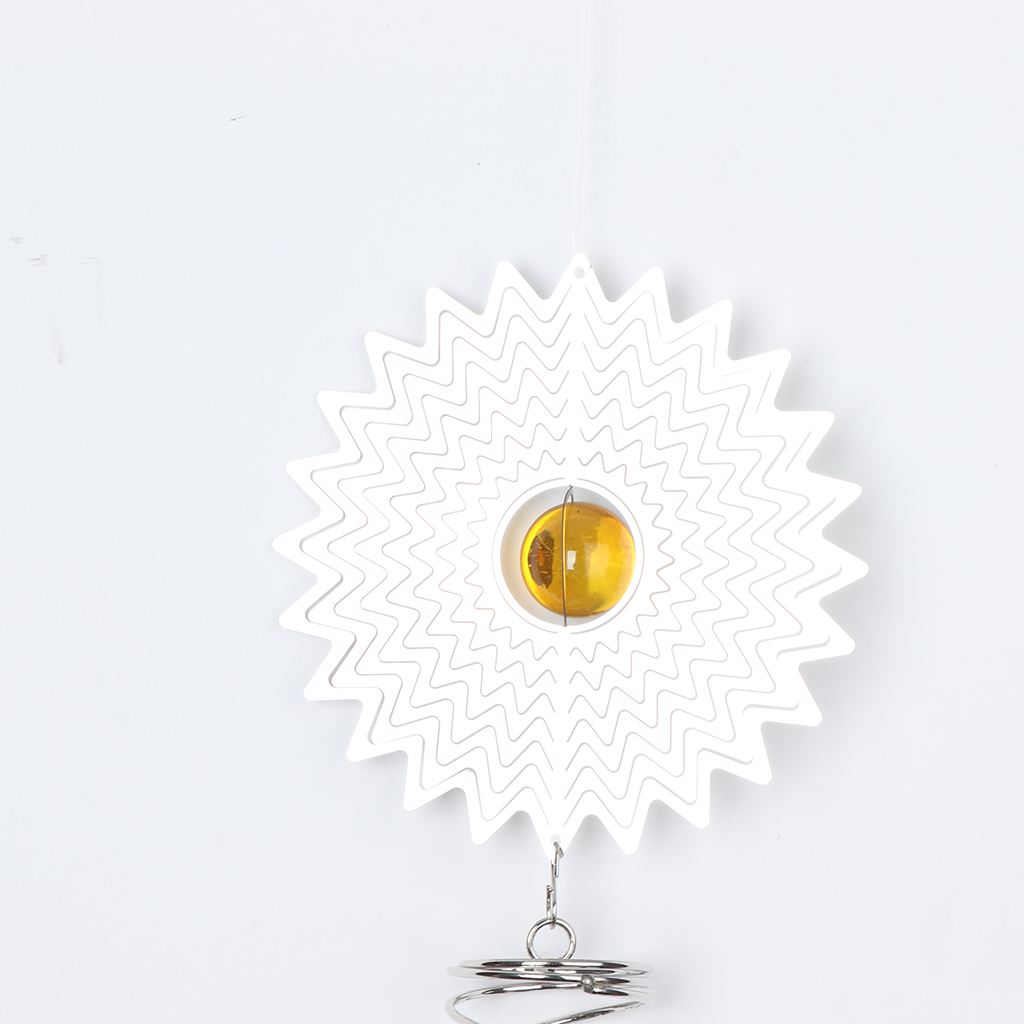 Creative Stainless Steel Crystal Spiral  Wind  Spinner Yellow
