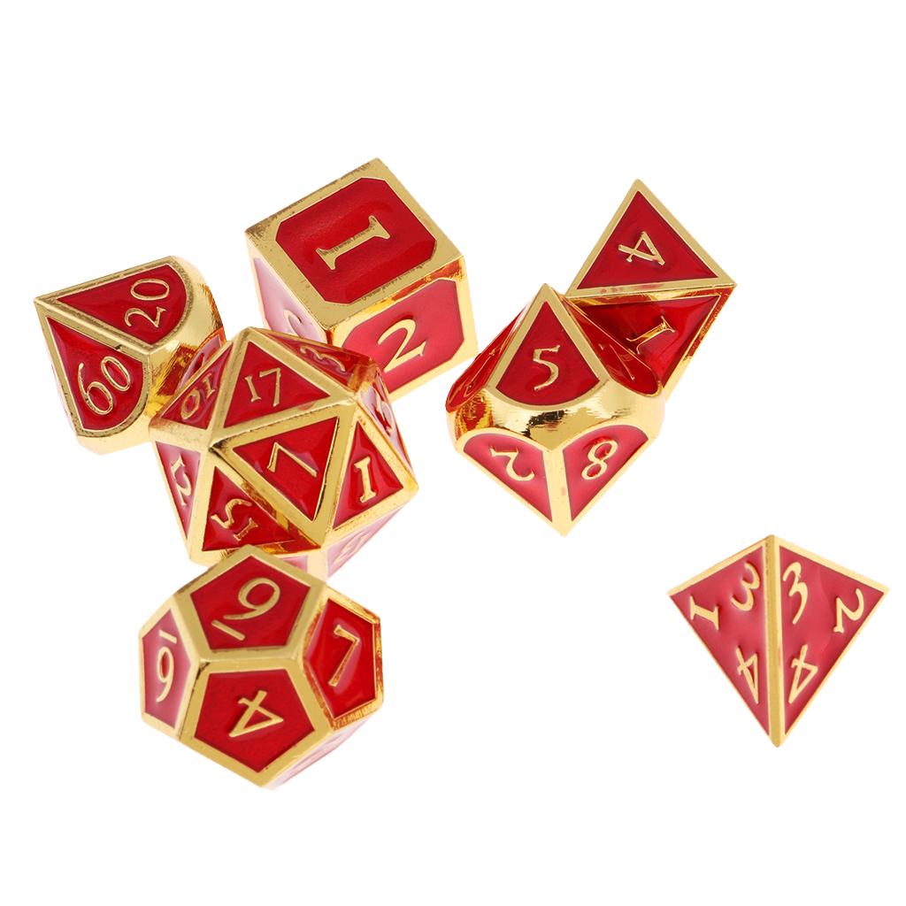 7 Pieces Zinc Alloy Polyhedral Dices Set for   Table Game B