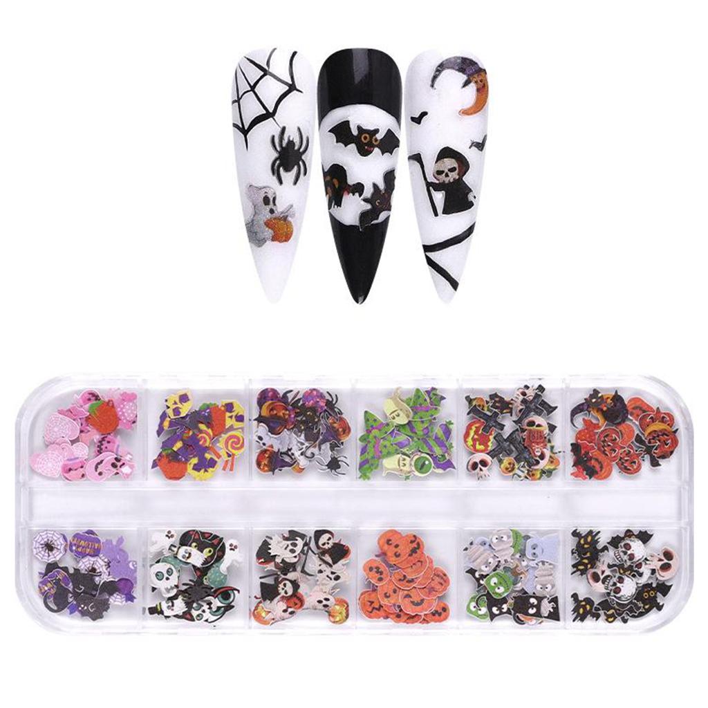 3D Nail Art Stickers Snowman Snowflake Pumpkin Skeleton DIY Halloween