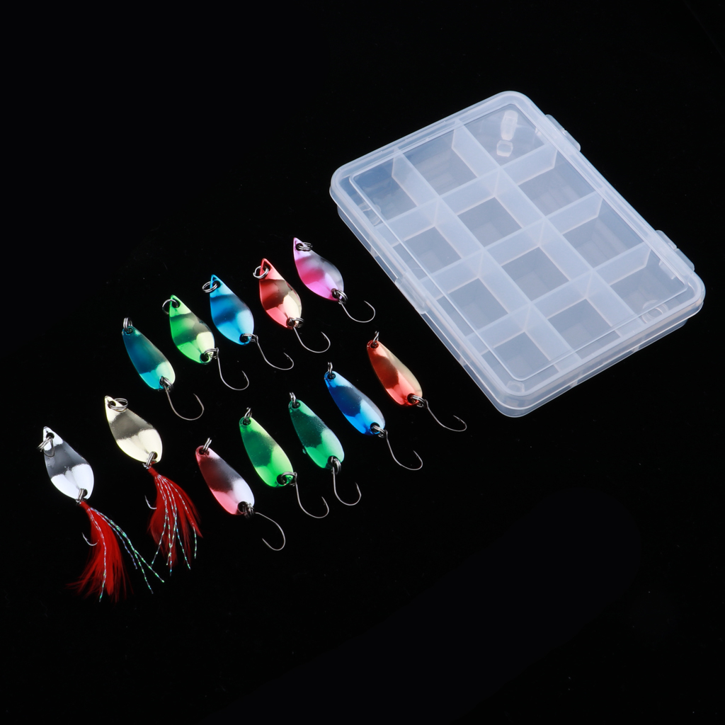 12pcs Spinners Spoons Fishing Lures Bass Trout Salmon Baits Jigging Casting
