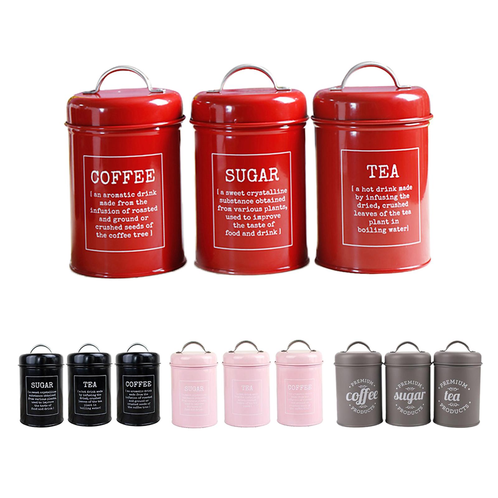 red tea coffee sugar containers