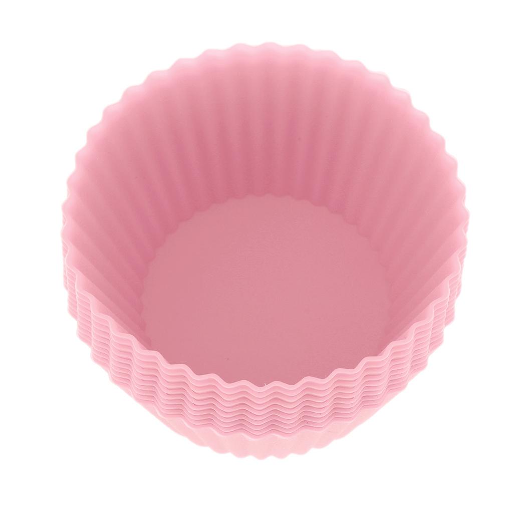 4xSilicone Muffin Cup Round 7cm Cake Cup Small Cake Mould Pink