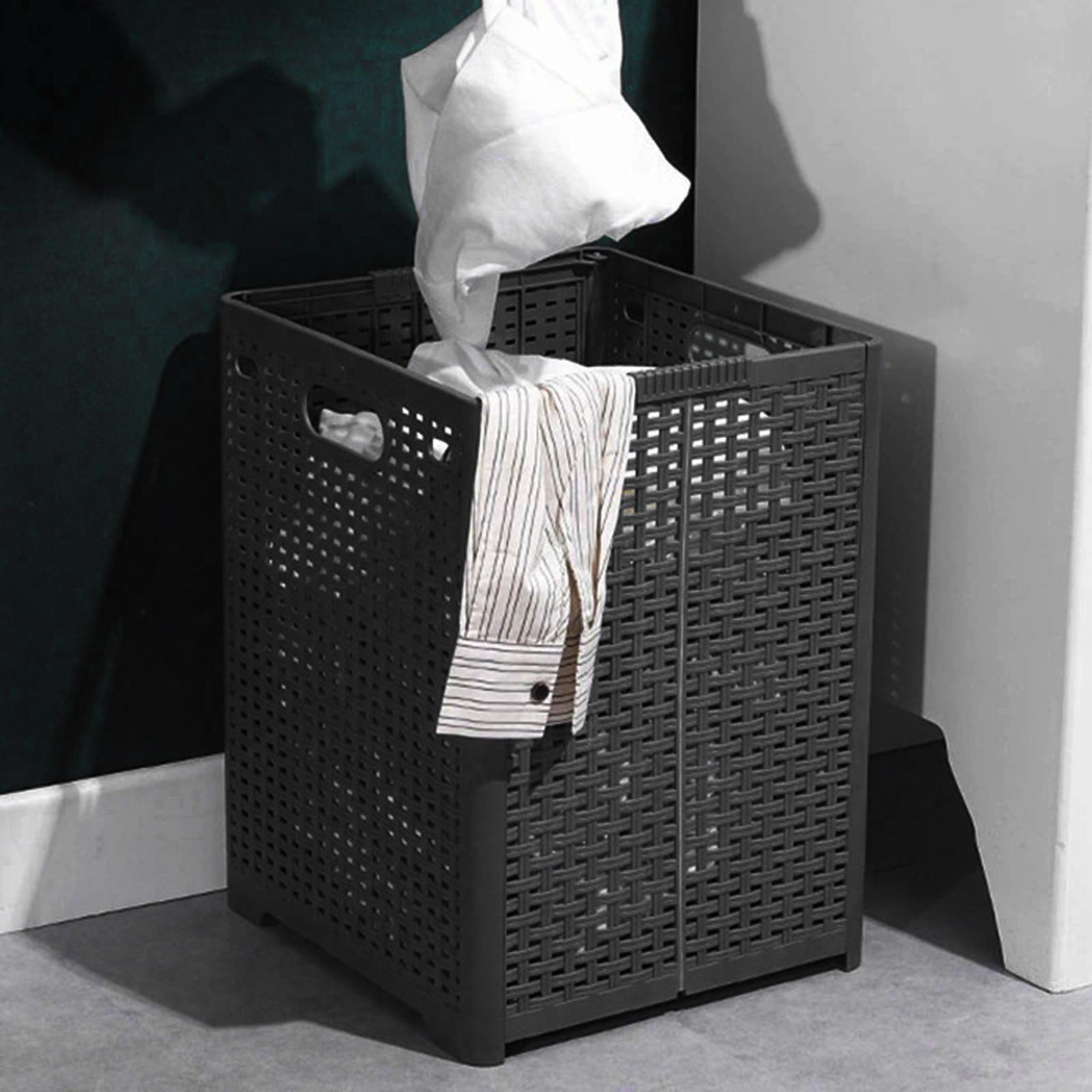 Foldable Laundry Basket with Handles for Closet Nursery Room Household Black