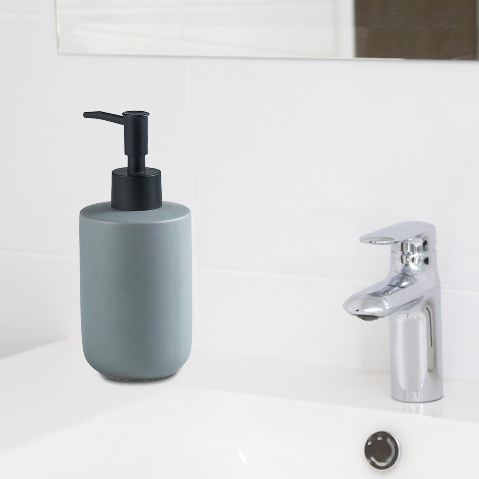 Ceramic Soap Dispenser Bottle Empty Pump Bottle for Home Restaurant Gray