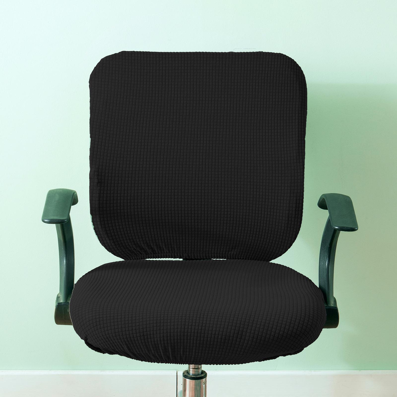 2xComputer Chair Cover Swivel Chair Cover for Rotating Chair Black