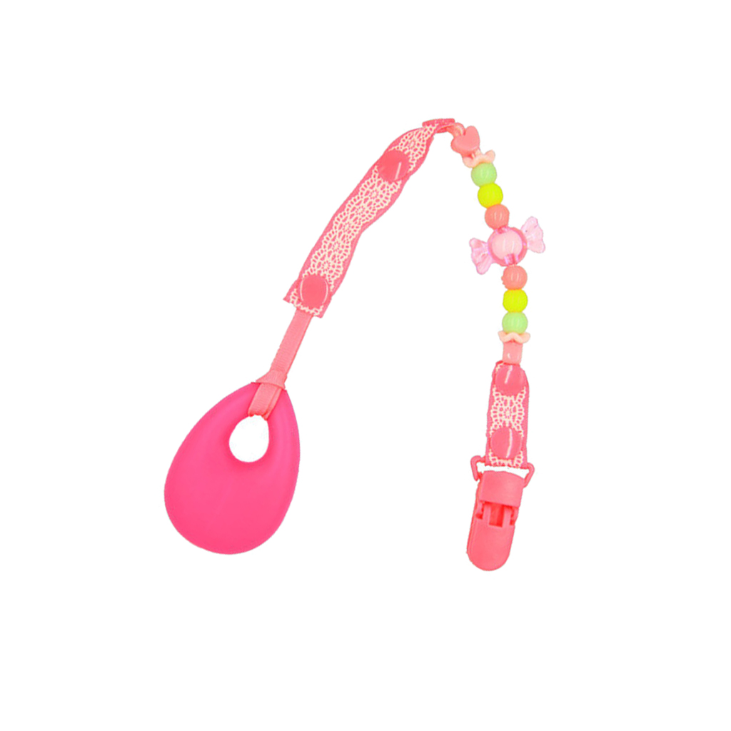 Baby Teething Necklace Kids Teether Nursing Beads Pendant Teardrop Rose red