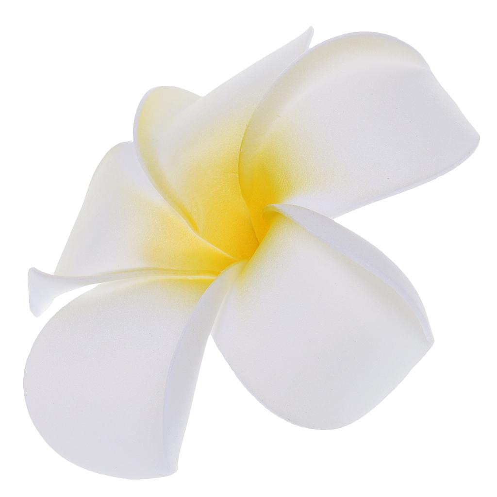 6xWomen Girls Plumeria Flower Foam Hair Clip 3 3/4 inch - White