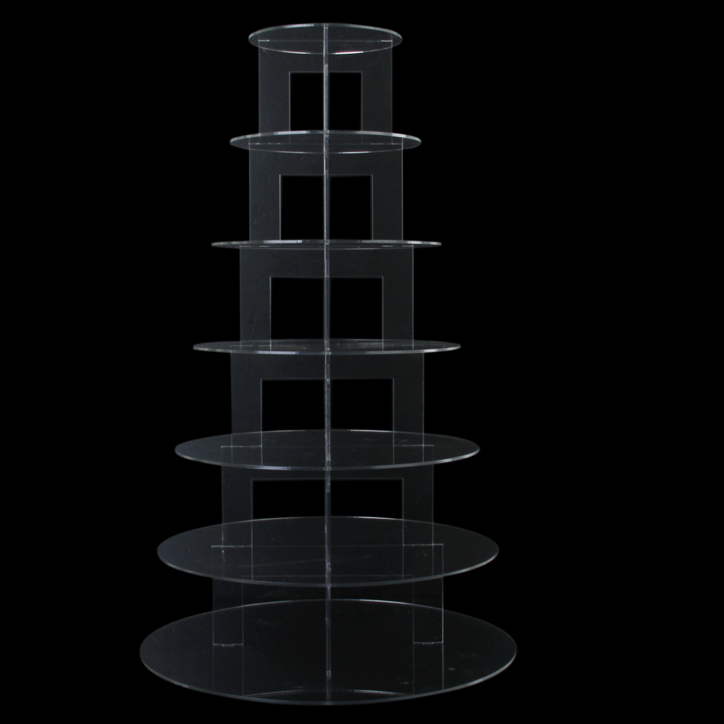 7 Tier Clear Hard Acrylic Round Cupcake Stand Wedding Party Display